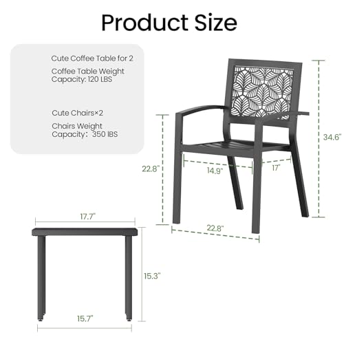 Peacock Blue Stackable Bistro Set with 2 Chairs and 1 Coffee Table Z2074