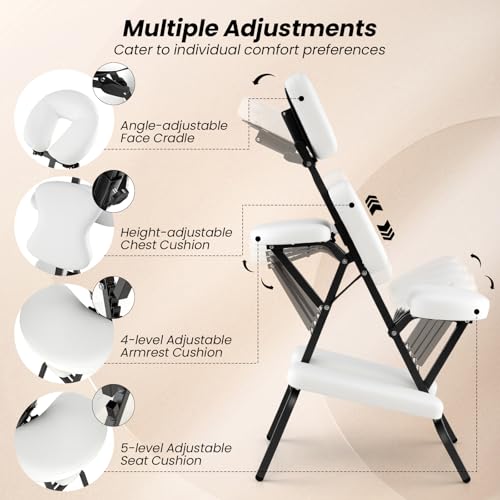White Portable Massage Chair with Carrying Bag W454