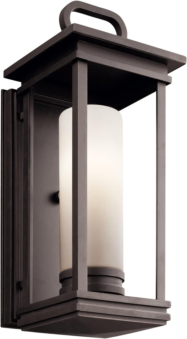 1 Light Outdoor Wall Light with Satin Etched Opal Glass in Rubbed Bronze X411158