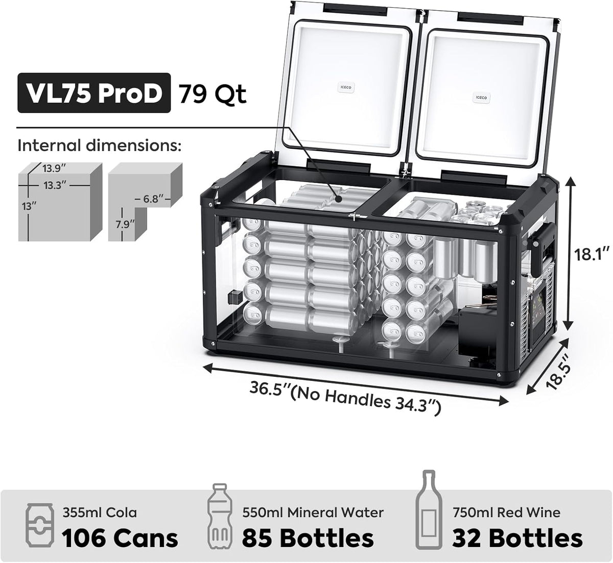 79.2 Quarts Dual Zone Portable Refrigerator N26879