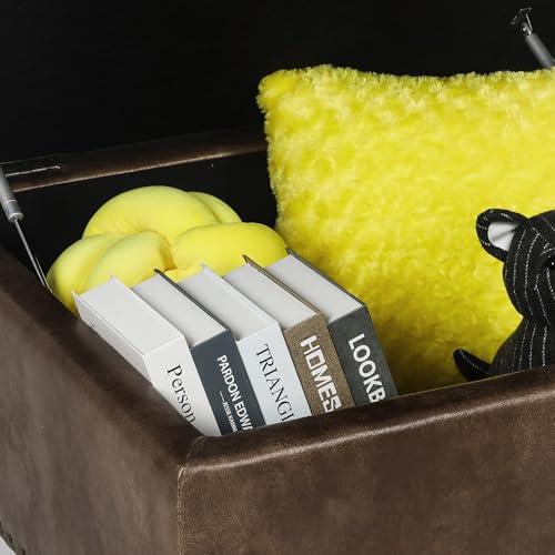 Dark Gray Fabric Storage Ottoman N505530