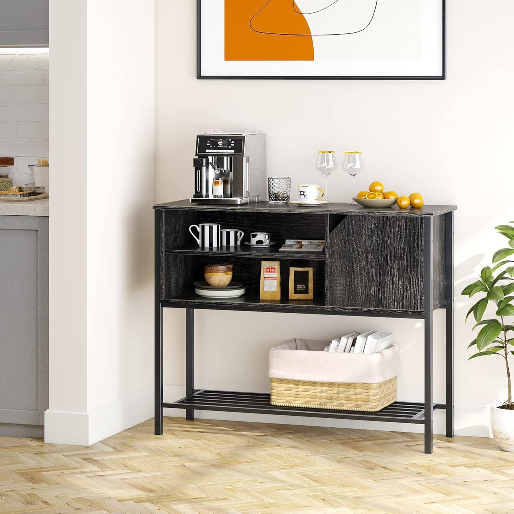 Rustic Brown Kitchen Sideboard with Adjustable Shelves L18011