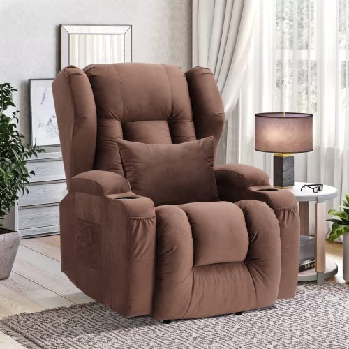 Velvet Electric Lift Recliner Chair with Massage and Heat, USB Ports, 2 Cup Holders Z93180