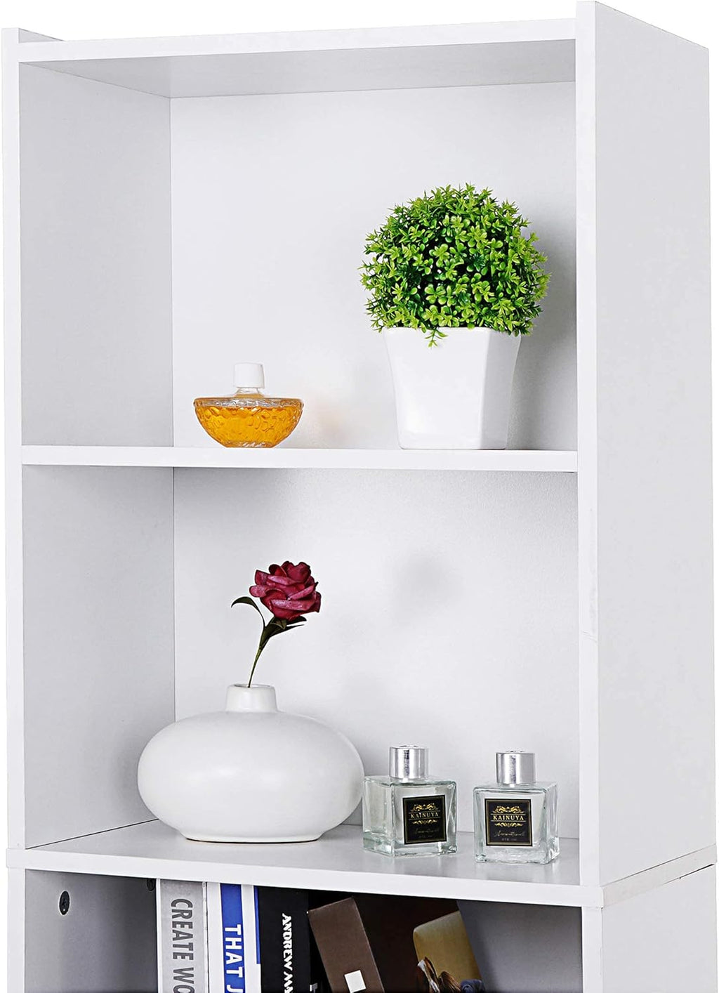 White 5-Shelf Wood Bookcase D394