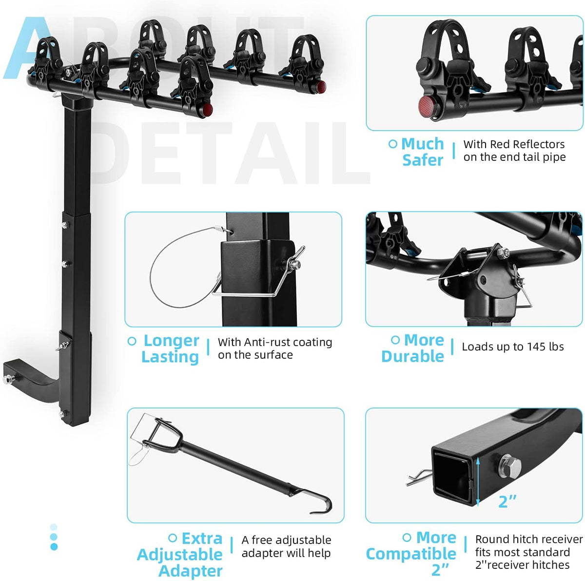 4-Bike Hitch Rack Double Foldable Rack Q882