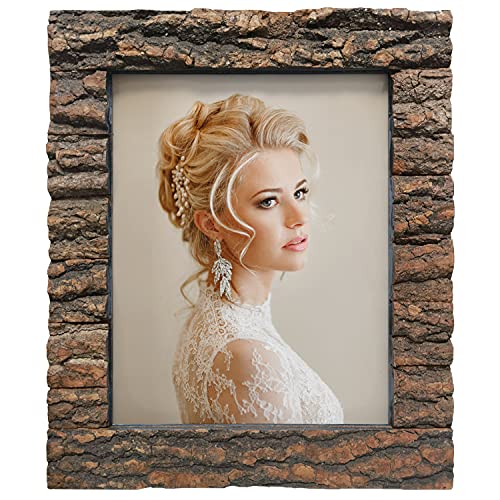 8x10 Rustic Wood Picture Frame with Real Bark L2626