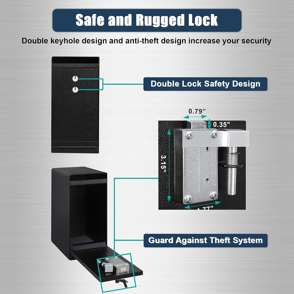 Dual Key Lock Anti-theft Drop Slot Steel Safe, Matte Black J608