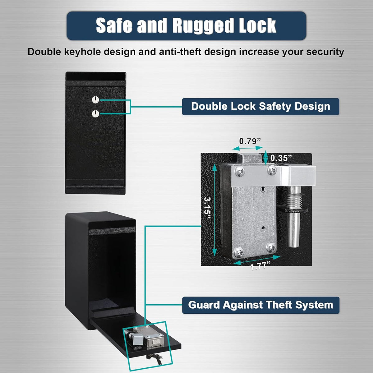 Dual Key Lock Anti-theft Drop Slot Steel Safe, Matte Black J608