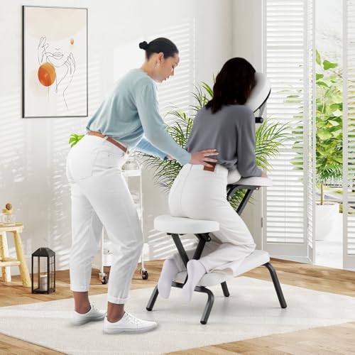 White Portable Massage Chair with Carrying Bag W454