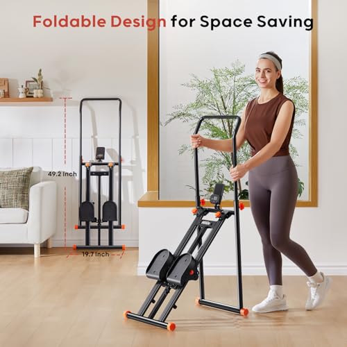 Foldable Stair Stepper Machine with Adjustable Handlebar & Pedals O472