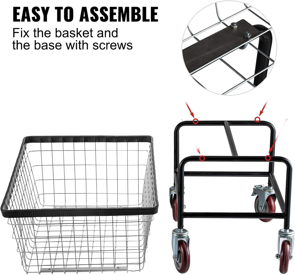 2.5 Bushel Wire Laundry Cart with Wheels Z504