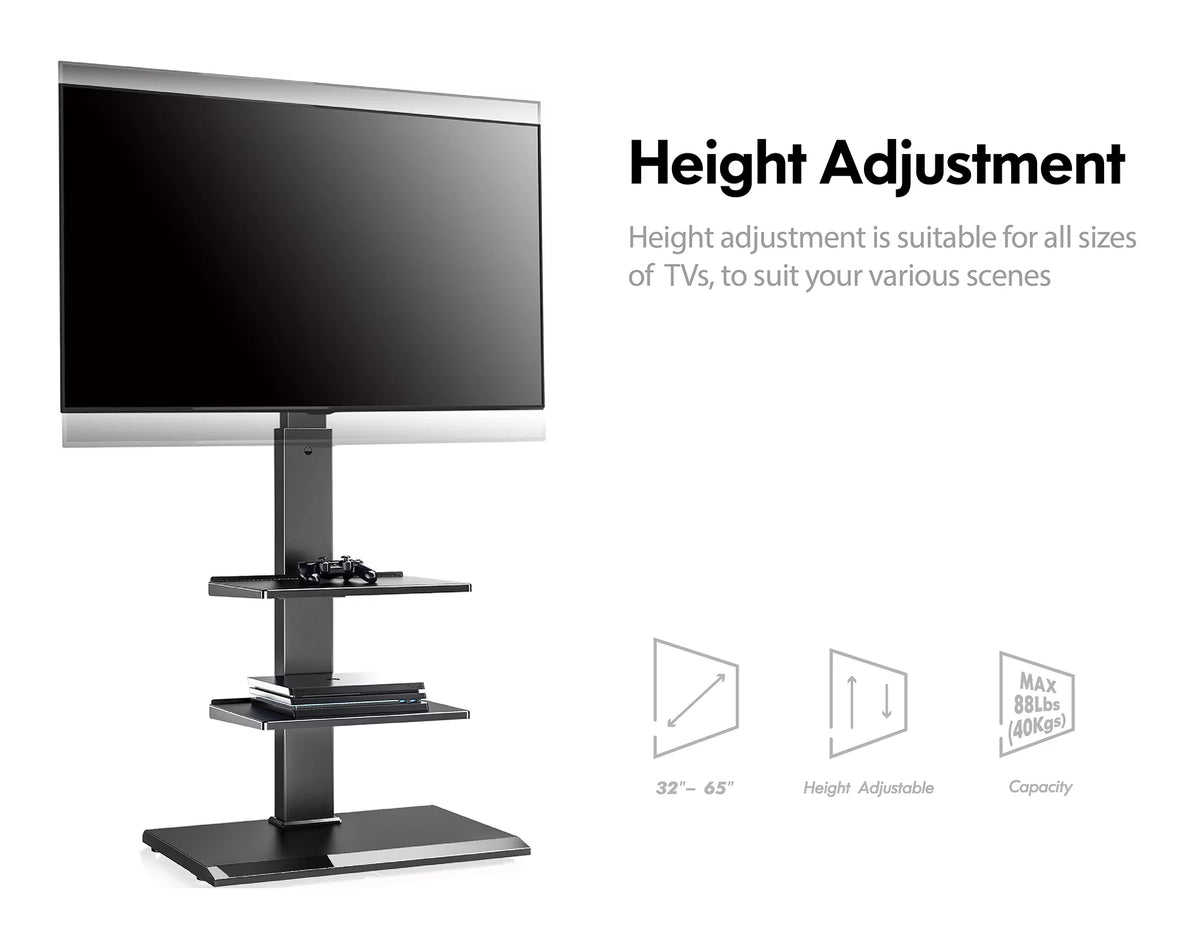 Black Floor TV Stand with Swivel Mount K67081