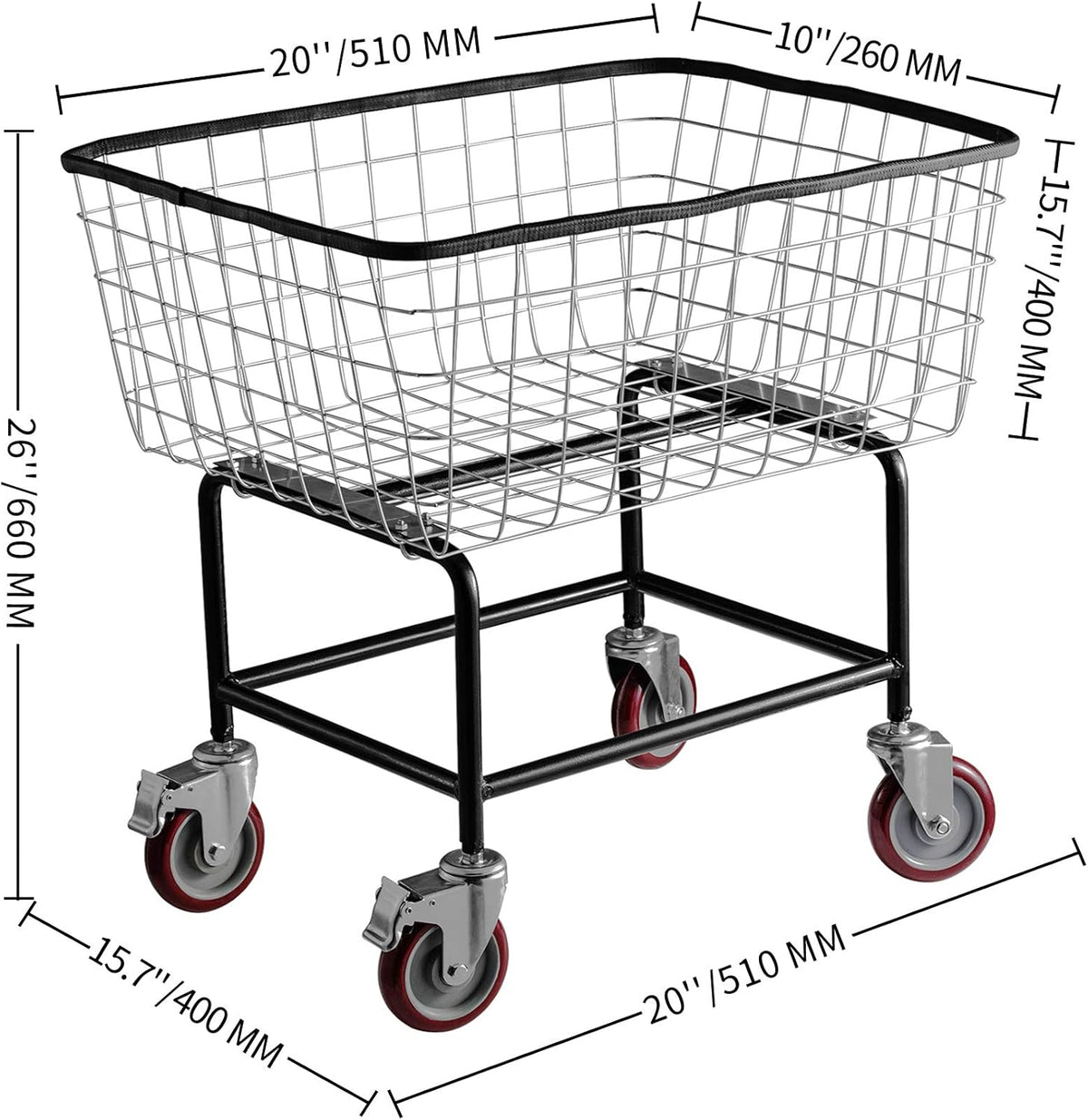 2.5 Bushel Wire Laundry Cart with Wheels Z504