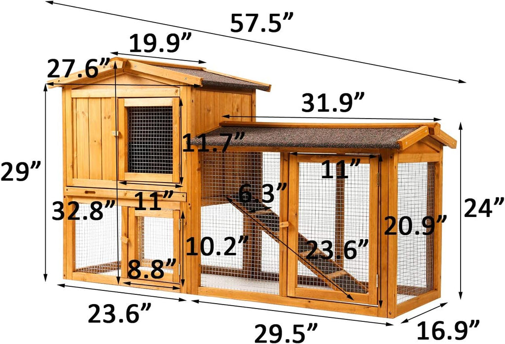 Large Wooden Outdoor Chicken Coop with Removable Tray & Ramp R272925