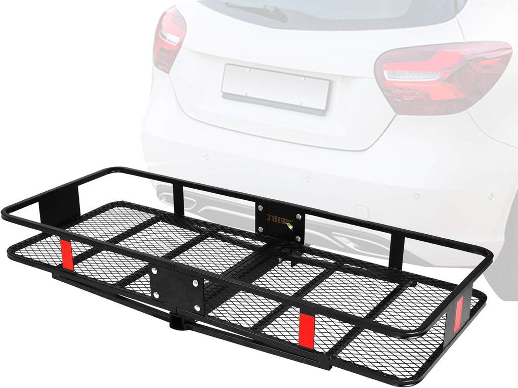 60” x 24” x 6.5” Black Hitch Mounted Folding Cargo Carrier D380