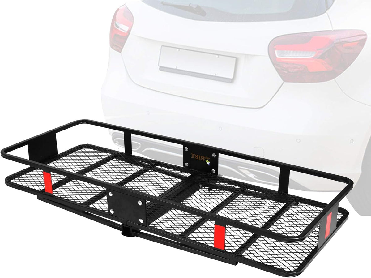 60” x 24” x 6.5” Black Hitch Mounted Folding Cargo Carrier D380