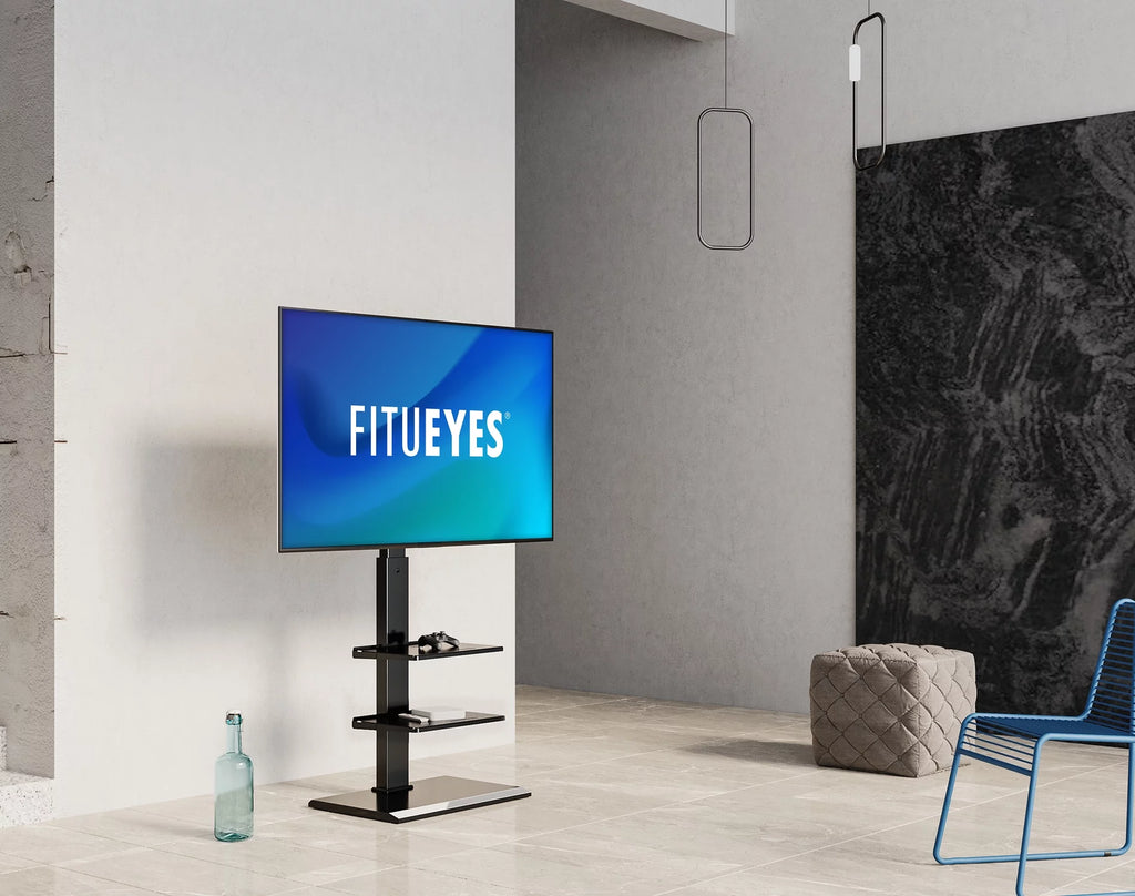 Black Floor TV Stand with Swivel Mount K67081