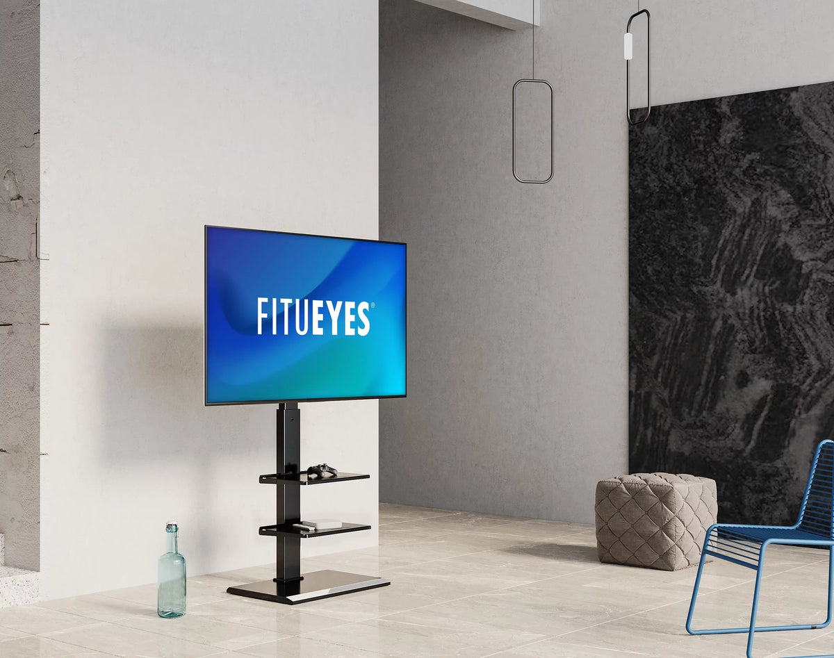 Black Floor TV Stand with Swivel Mount K67081