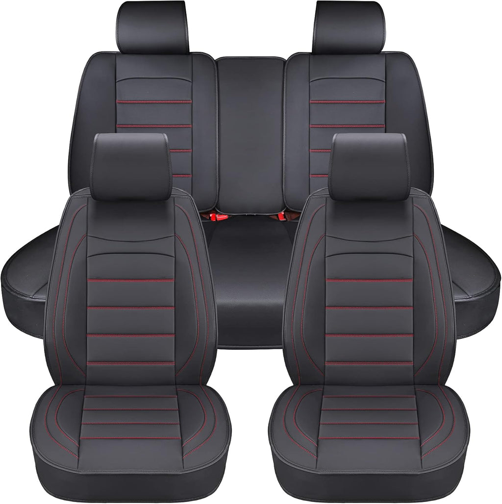 Black Leather Car Seat Covers Full Set U311999