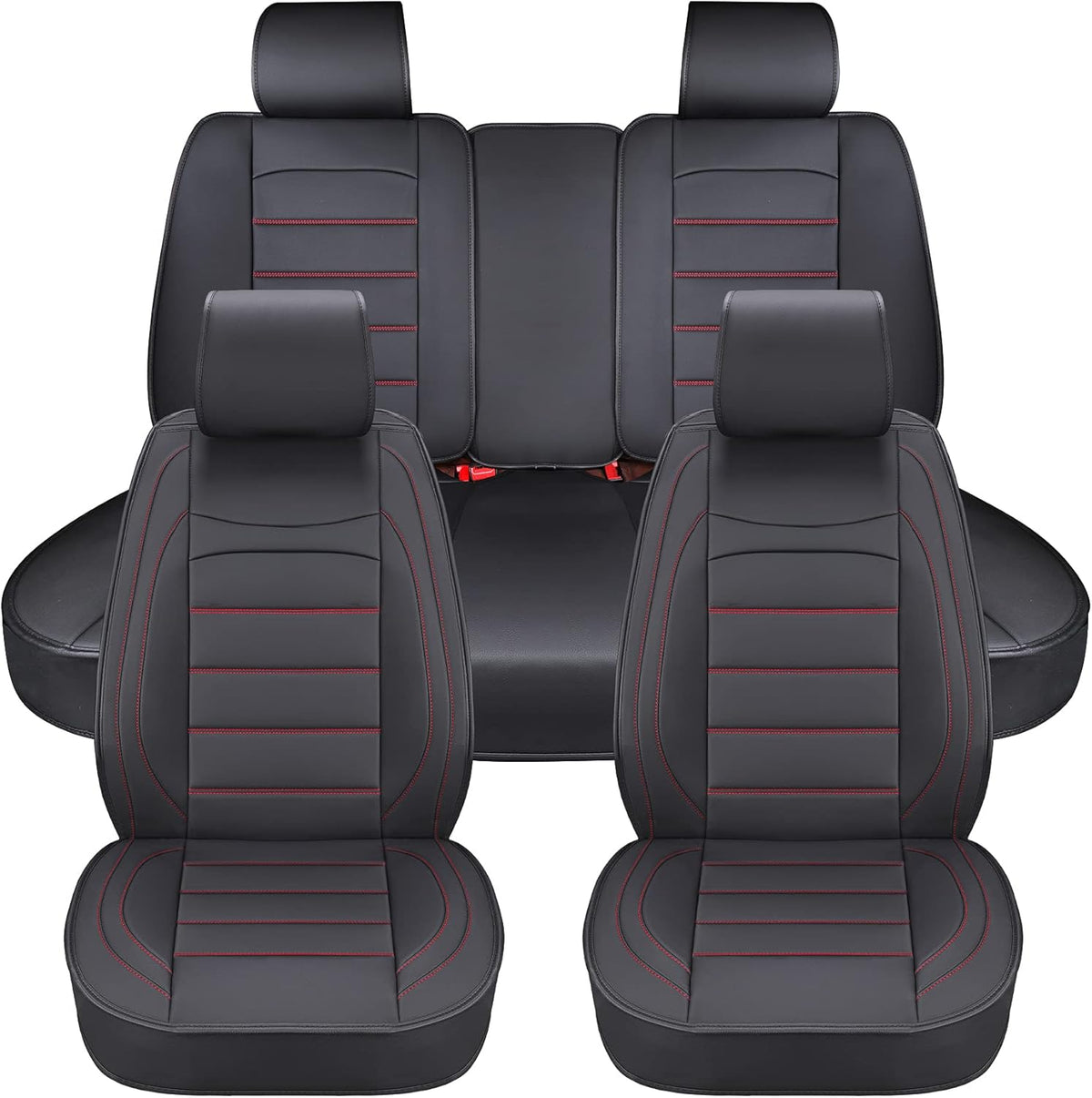 Black Leather Car Seat Covers Full Set U311999