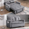 Dark Grey Upholstered Convertible Folding Sofa Bed with Storage Pocket M5060