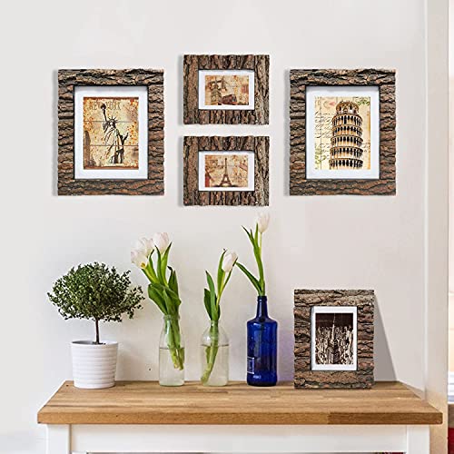8x10 Rustic Wood Picture Frame with Real Bark L2626