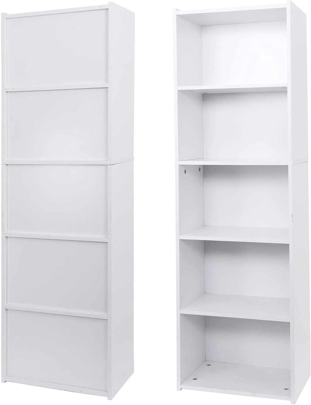 White 5-Shelf Wood Bookcase D394