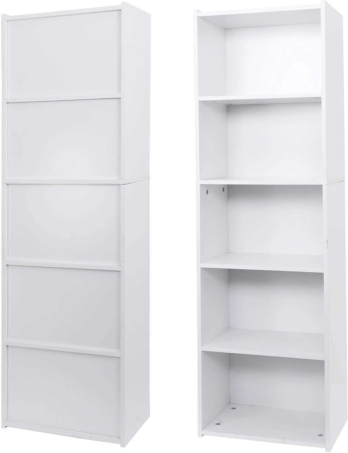 White 5-Shelf Wood Bookcase D394