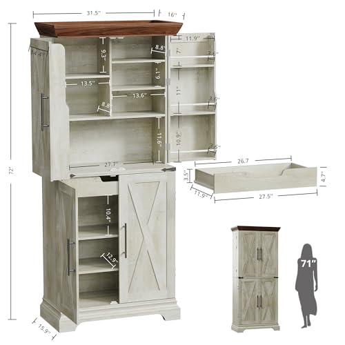 9 Shelves 4 Barn Doors Kitchen Pantry Cabinet V8781