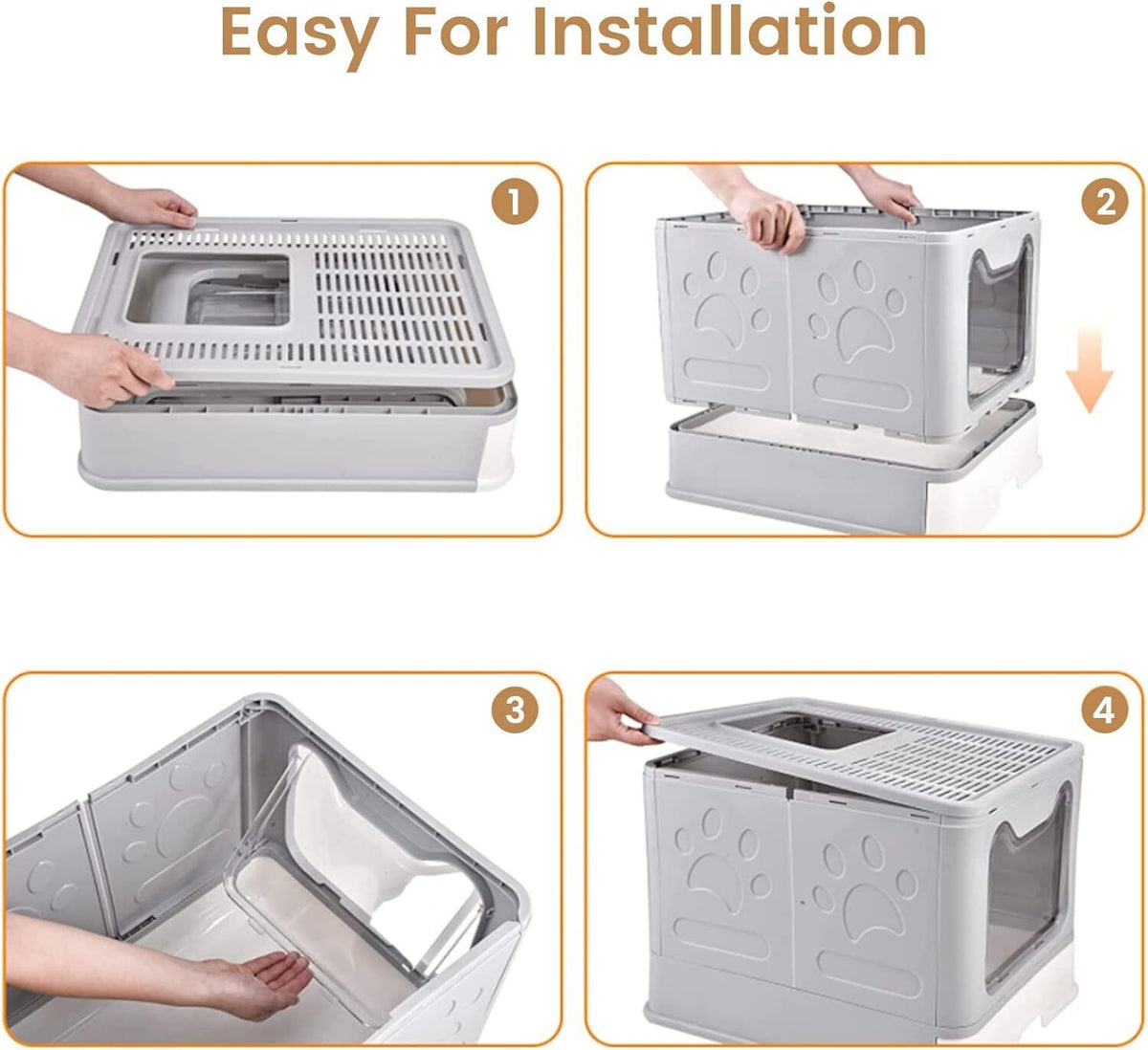 16.14" Foldable Enclosed Cat Litter Box with Lid X59344