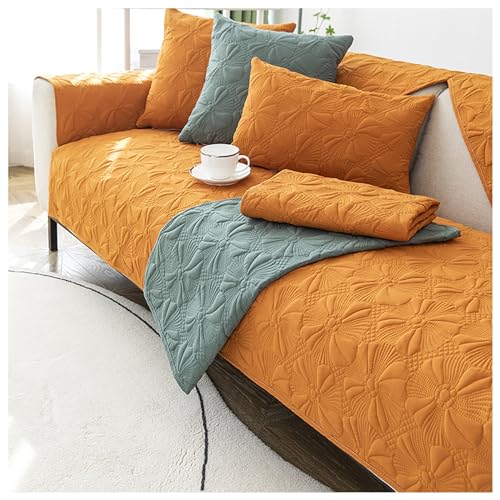 Cotton Linen Floral Pattern Sofa Cover, Non-Slip Slipcover (110x240cm) B53250