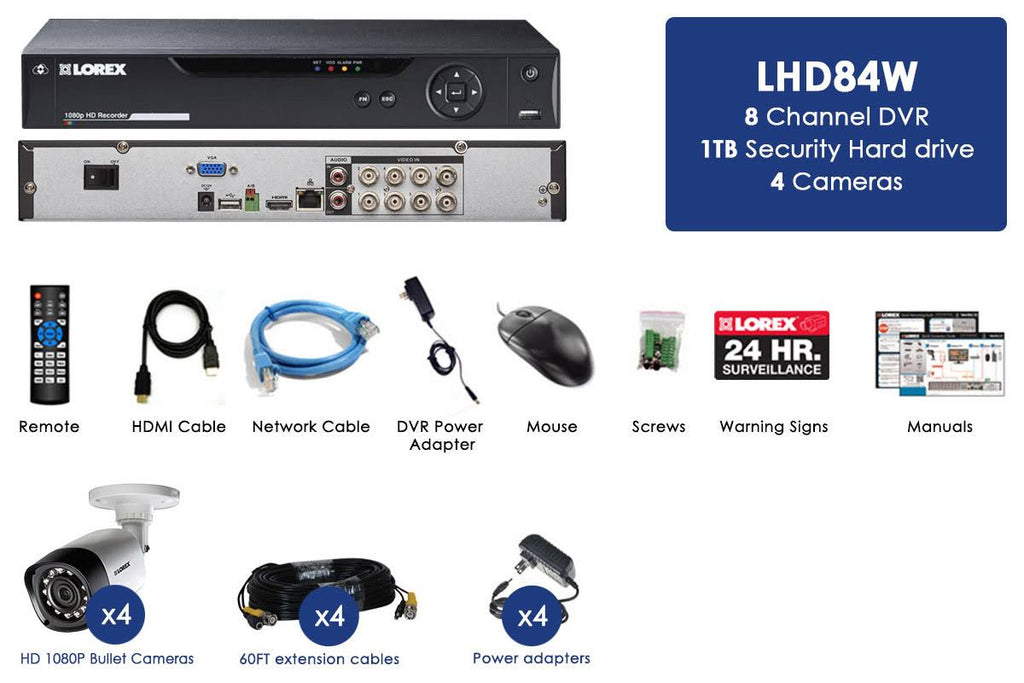 8 Channel 4 Cameras Weatherproof DVR Surveillance Security System X30602