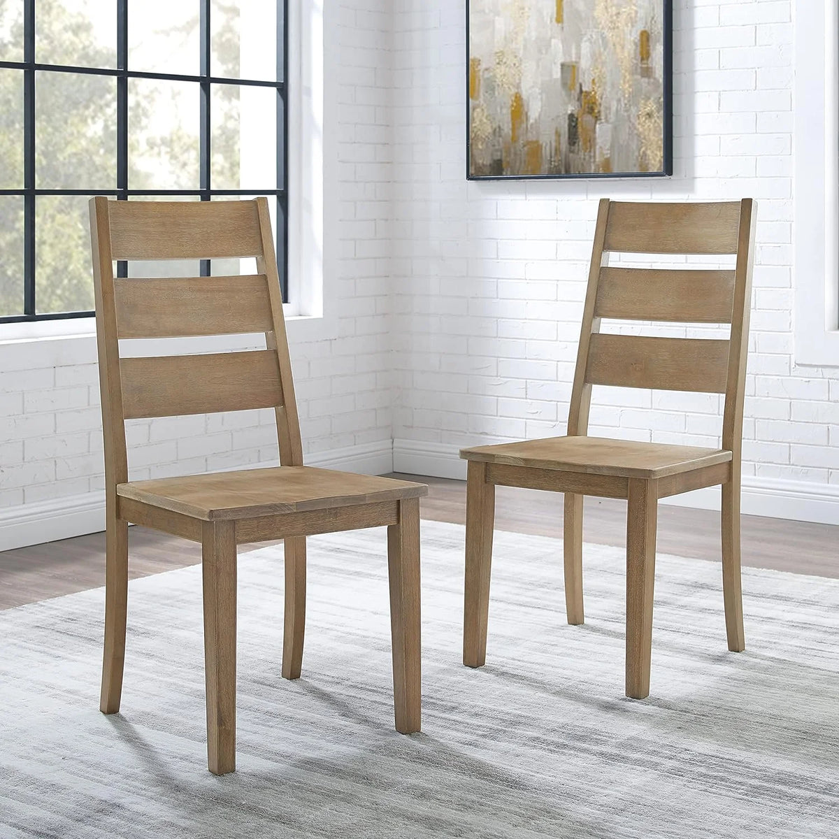 Rustic Brown 2-Piece Ladder Back Dining Chair Set L538
