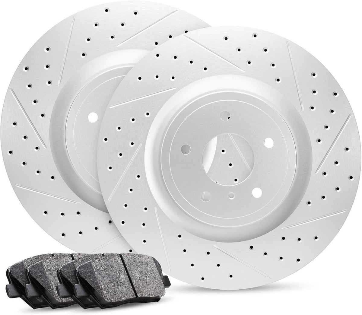 Carbon Geomet Drill/Slot Brake Rotors Kit + Ceramic Brake Pads T246789