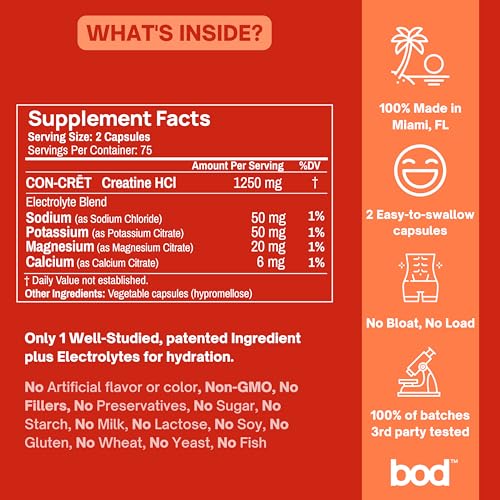 150 Capsules Creatine HCL Pills D2549
