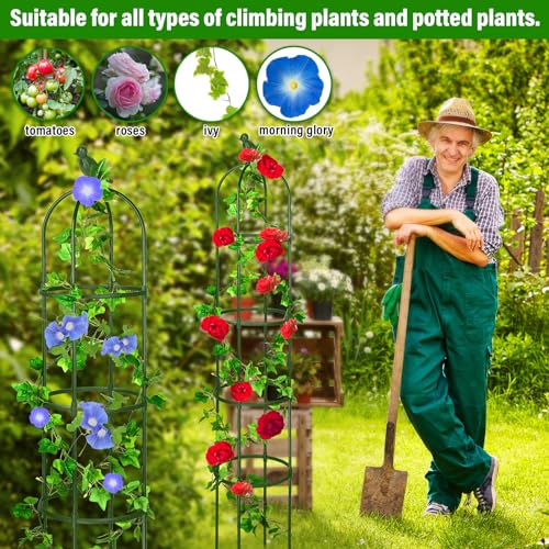 White 4 Pack 6 ft Metal Garden Obelisk Trellis V14849