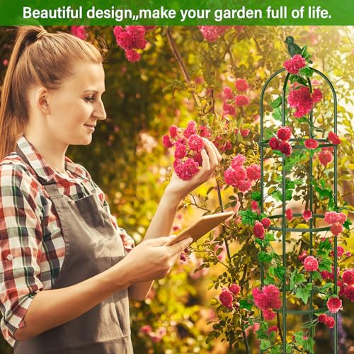 White 4 Pack 6 ft Metal Garden Obelisk Trellis V14849