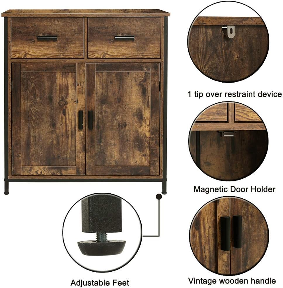 Industrial Storage Cabinet with 2 Drawers and Doors K560