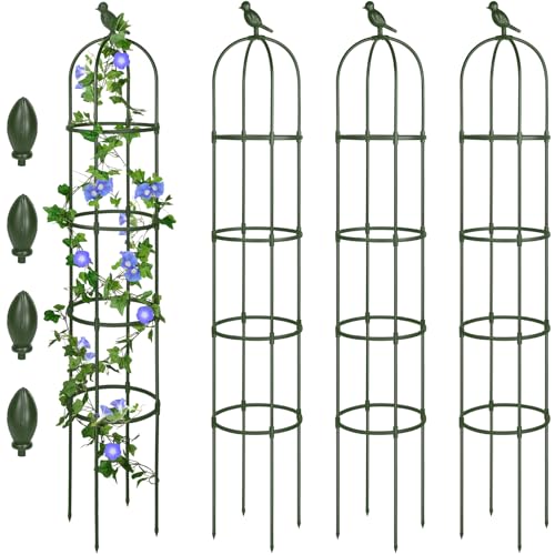 White 4 Pack 6 ft Metal Garden Obelisk Trellis V14849