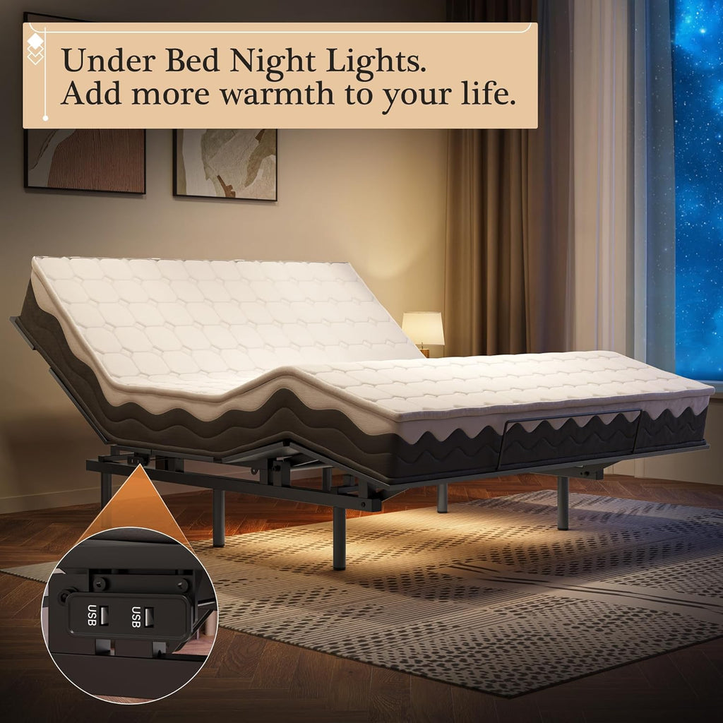 Adjustable Bed Frame with Wireless Remote and Zero Gravity Queen Size W674858