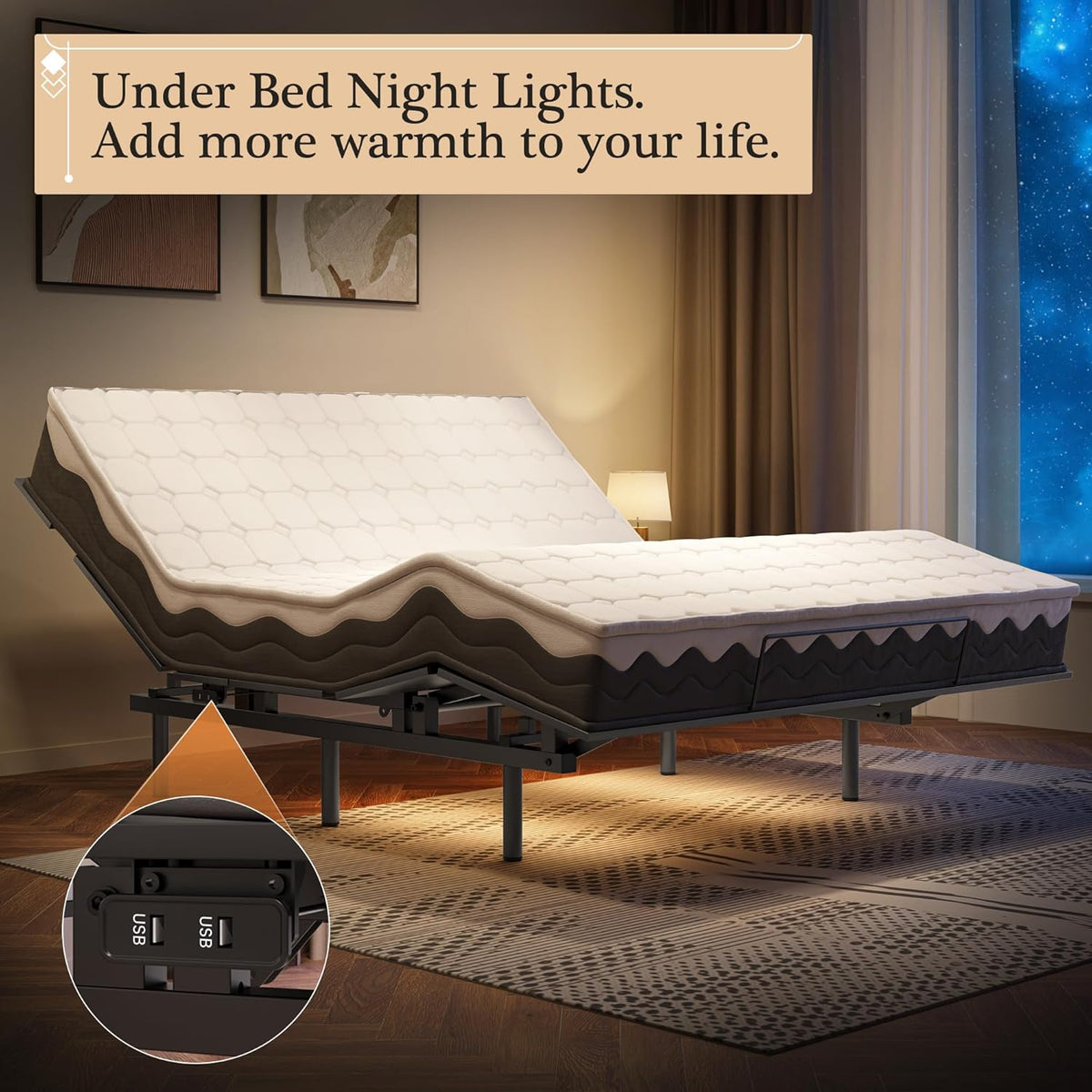 Adjustable Bed Frame with Wireless Remote and Zero Gravity Queen Size W674858