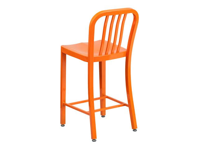 2 Pack 24x22 Orange Metal Counter Height Stool V597