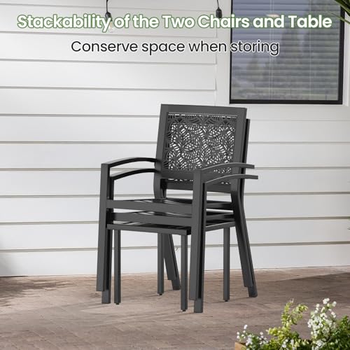 Peacock Blue Stackable Bistro Set with 2 Chairs and 1 Coffee Table Z2074