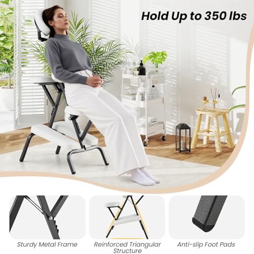 White Portable Massage Chair with Carrying Bag W454