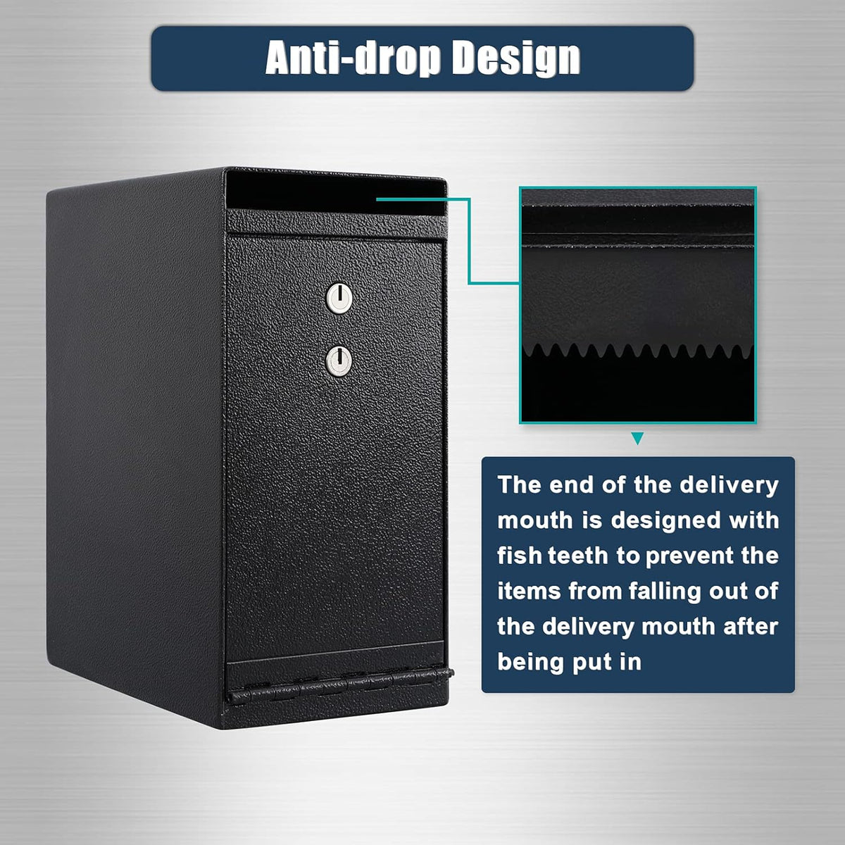 Dual Key Lock Anti-theft Drop Slot Steel Safe, Matte Black J608