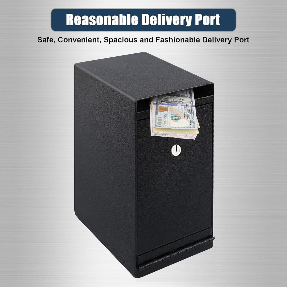 Dual Key Lock Anti-theft Drop Slot Steel Safe, Matte Black J608