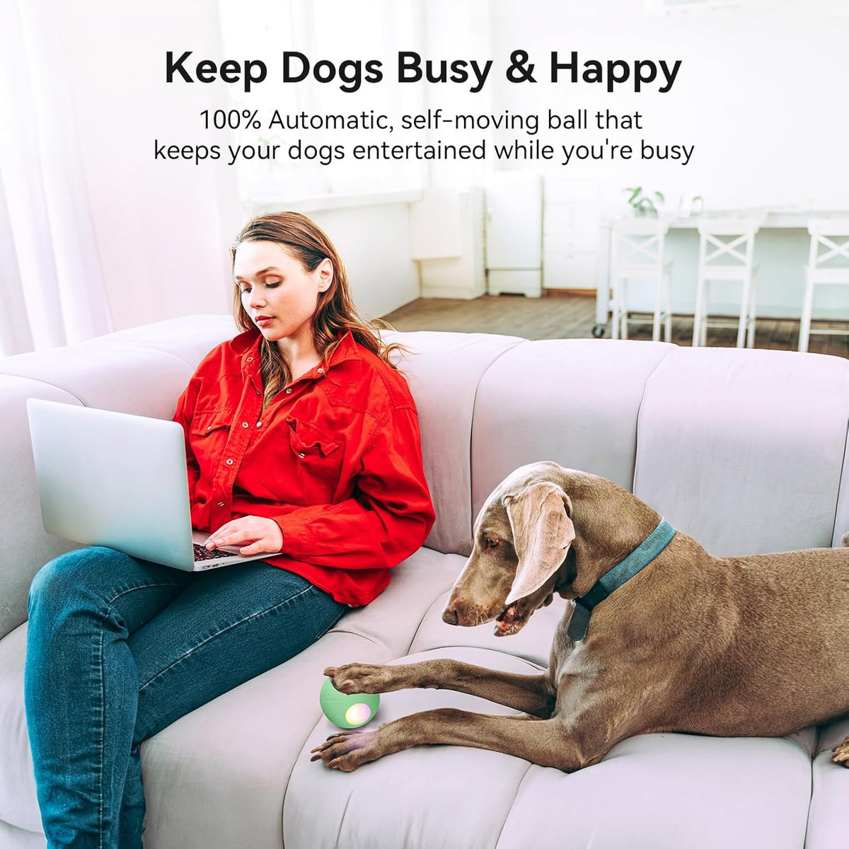 Smart Interactive Dog Toy, Automatic Moving Bouncing Rotating Ball with Lights M772