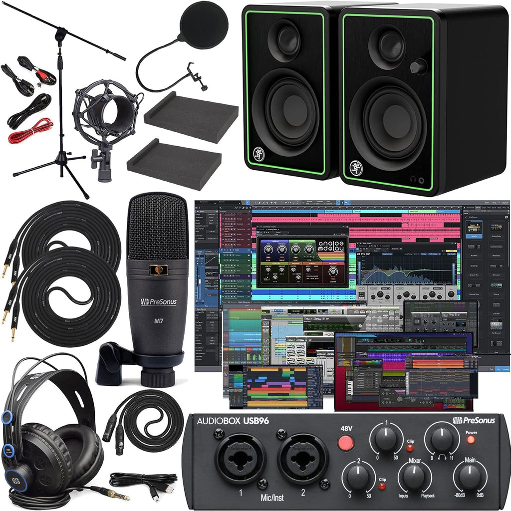 Audio Interface with Studio Monitors and Cables O493