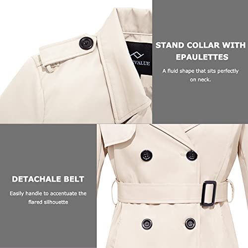Women's Long Double Breasted Water Resistant Trench Coat with Belt R1837