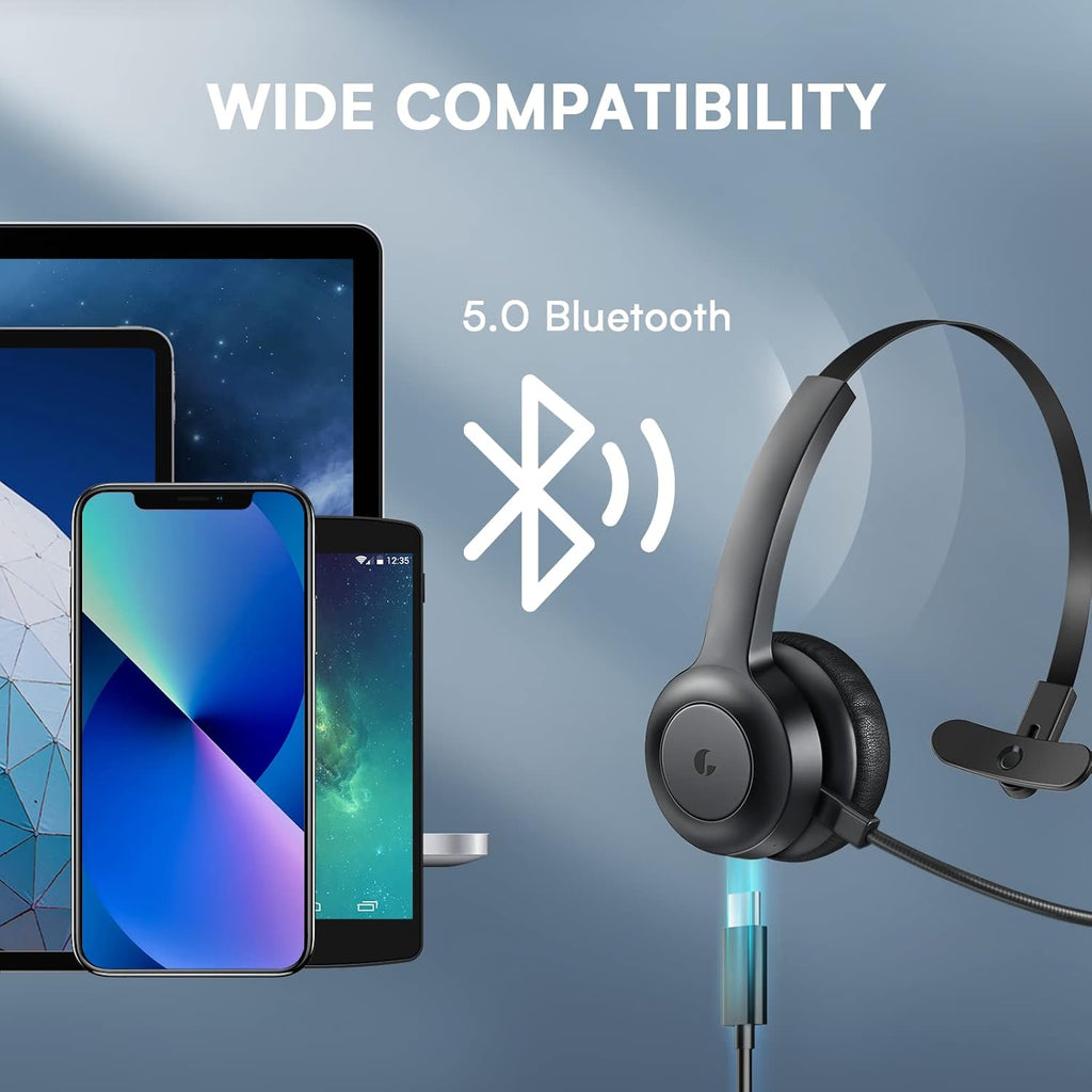 Bluetooth Headset with Microphone & AI Noise Cancelling Q9703